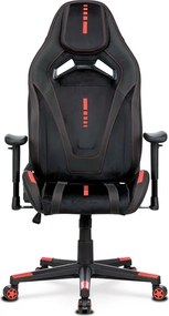 Herní křeslo, houpací mechanismus, černá látka, KA-F07 RED