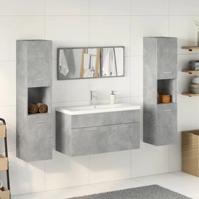 5 részes betonszürke szerelt fa fürdőszobai bútorszett