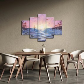 Kép - naplemente a víz felett, akvarell (150x105 cm)