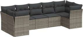 vidaXL 7 részes szürke polyrattan kerti ülőgarnitúra párnákkal
