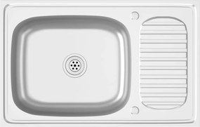 vidaXL ezüst rozsdamentes acél lefolyós konyhamosogató 800x500x155 mm
