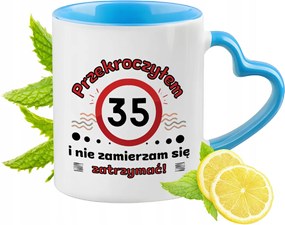 Születésnap 35 35-es 35-ös Kék Bögre Szív Alakú Füllel Ajándék