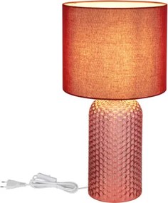 Globo 21735R Asztali lámpa, üveg piros, textil piros, kábel PVC fehér, billenőkapcsoló a kábelen, ø: 265mm, M: 500mm, kábel hossza 1300mm, 1x E27 60W 230V izzó nélkül