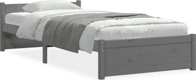 vidaXL Small Single szürke tömör fa ágykeret 75 x 190 cm