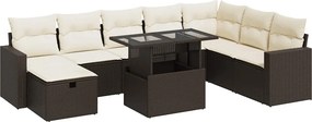 vidaXL 9 részes barna polyrattan kerti ülőgarnitúra párnákkal