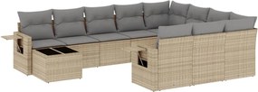 vidaXL 11 részes bézs polyrattan kerti ülőgarnitúra párnákkal