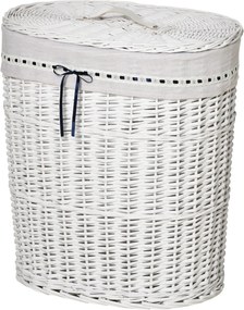 HOMCOM Rattan Mosókosár Fedéllel, Mosásra Használható Belső Táska, 15kg Szennyes Ruhát Tart | Aosom