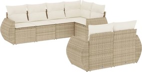 vidaXL 7 részes bézs polyrattan kerti ülőgarnitúra párnákkal