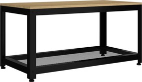 vidaXL világosbarna és fekete MDF és vas dohányzóasztal 90x45x45 cm
