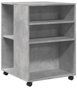 betonszürke szerelt fa kisasztal kerekekkel 55 x 60 x 78 cm