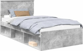 vidaXL Ágykeret fejtámlával Beton Szürke 100 x 200 cm Tömör fenyőfa