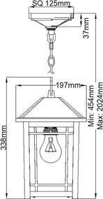 Quoizel Cedar Point QZ-CEDAR-POINT8-M-BK Függeszték 1x60W/E27 IP44