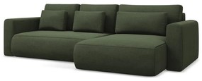 Khaki kinyitható-tárolóhelyes sarokkanapé (jobb oldali-heverő résszel) Kapua – Makamii