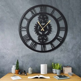 Gear XL fekete fém falióra, 70 x 70 cm