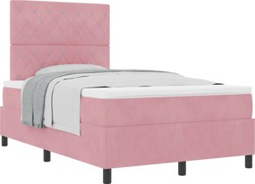 vidaXL Boxrugós ágy matracmal Rózsaszín 120 x 190 cm szövet
