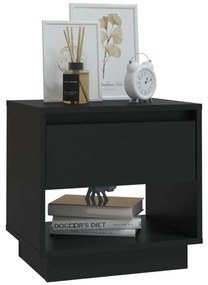 2 db fekete forgácslap éjjeliszekrény 45 x 34 x 44 cm