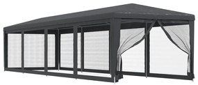 antracitszürke HDPE rendezvénysátor 10 hálós oldalfallal 3x12 m