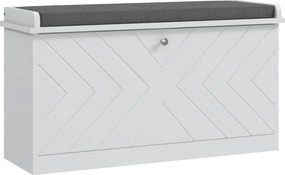 HOMCOM Modern Cipőtároló Pad, Tároló Cipőszekrény, Fa Pad Állítható Polcokkal és Párnázott Üléssel 8 Pár Cipőhöz 80x26x48 cm Fehér | Aosom