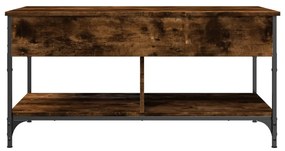 Füstös tölgy szerelt fa és fém dohányzóasztal 100 x 50 x 50 cm