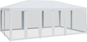 vidaXL fehér HDPE rendezvénysátor 10 hálós oldalfallal 6 x 4 m