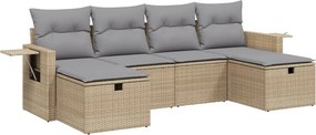 vidaXL 6 részes vegyes bézs polyrattan kerti ülőgarnitúra párnákkal