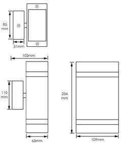 Kültéri fali lámpa LITEK 2xGU10/30W/230V IP44 fekete