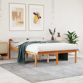 Viaszbarna tömör fenyőfa időseknek való ágy 135 x 190 cm