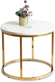 Dohányzóasztal Fehér márvány/Aranya Színben. CLIFF