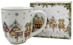 Karácsonyi porcelán nagy jumbo bögre díszdobozban Christmas Village 1000 ml