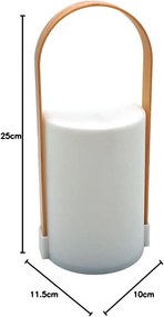 LED asztali lámpa fogantyúval LUNARI 25 cm, fehér