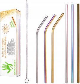 Fém szívószálak Acél ivócsövek szett x45