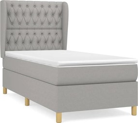 vidaXL világosszürke szövet rugós ágy matraccal 90 x 200 cm