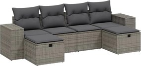 vidaXL 6 részes szürke polyrattan kerti ülőgarnitúra párnákkal