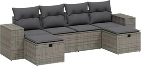 vidaXL 6 részes szürke polyrattan kerti ülőgarnitúra párnákkal