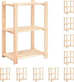 vidaXL 10 db 3-szintes tömör fenyőfa tárolópolc 150 kg 60 x 38 x 90 cm