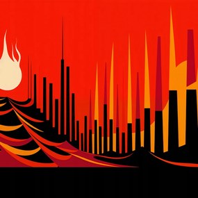 Poszter 60x60cm Városi véres tűz