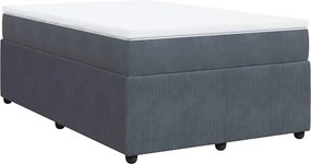 vidaXL sötétszürke bársony rugós ágy matraccal 120x190 cm