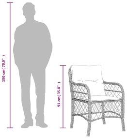 vidaXL 3 részes szürke polyrattan bisztrógarnitúra párnákkal