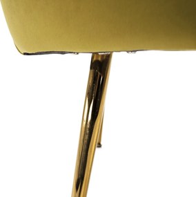Fotel Art-deco stílusban, mustár színű Velvet anyag/gold chróm-arany, NOBLIN
