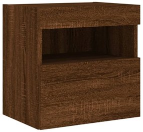 barna tölgyszínű fali TV-szekrény LED-del 40x30x40 cm