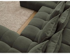 Zöld zsenília kinyitható-tárolóhelyes sarokkanapé (bal oldali-U alakú) Everest – Bobochic Paris