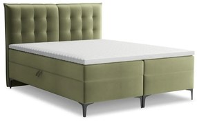 Zöld ágyneműtartós boxspring ágy 140x200 cm Mikana – Makamii