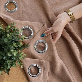 Halszálka Függöny készre szerelve, 140cm x 250cm, sötét bézs szín