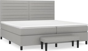 vidaXL világosszürke szövet rugós ágy matraccal 200 x 200 cm