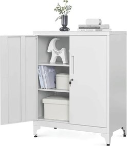 Komód 80x40x90 cm, fém, fehér, AUS-E1113 WT