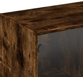 füstös tölgyszínű faliszekrény üvegajtókkal 102 x 37 x 35 cm