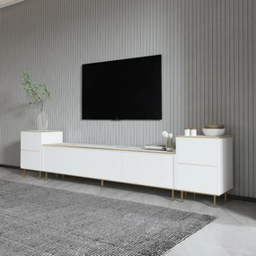 TV-szekrény szekrényekkel Imej White Marble andGold