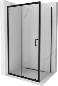 Mexen Apia Zuhanykabin Toló ajtóval    140 x 100 cm,  átlátszó üveg,  fekete  - 840-140-100-70-0 Toló ajtós