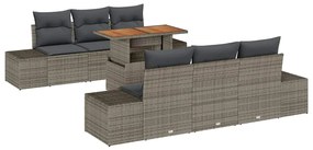 vidaXL Kert étkező szett párnával 7 pcs Szürke és Barna