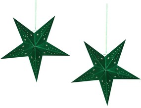 Zöld Bársonyborítású LED-es Papírcsillag Kétdarabos Szettben 45 cm MOTTI Beliani